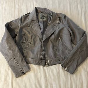 Gray suede Levi’s moto jacket